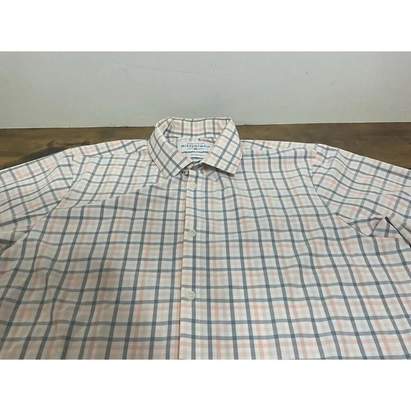 Mizzen + Main Mens Leeward Shirt XXL Trim Fit Check Stretch Long Sleeve - Picture 4 of 11